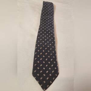 Newport Shirt Company Blue Paisley Patterned Silk Linen Blend Tie